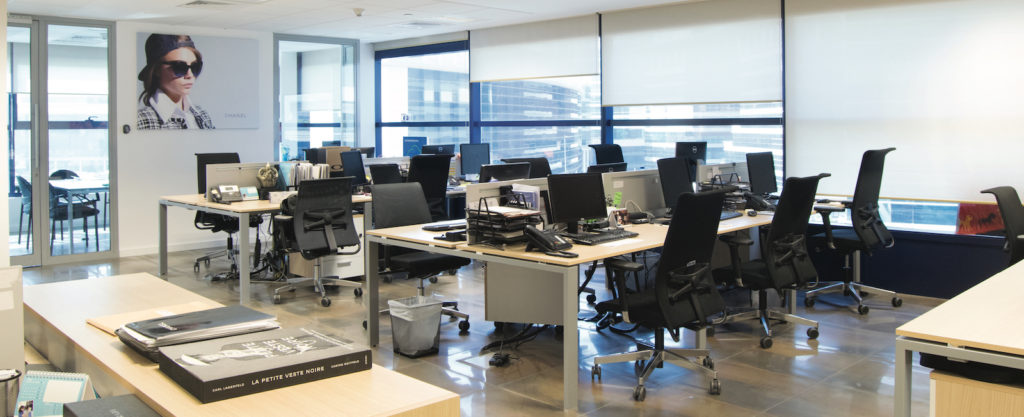 Desk and chair of Luxottica office.