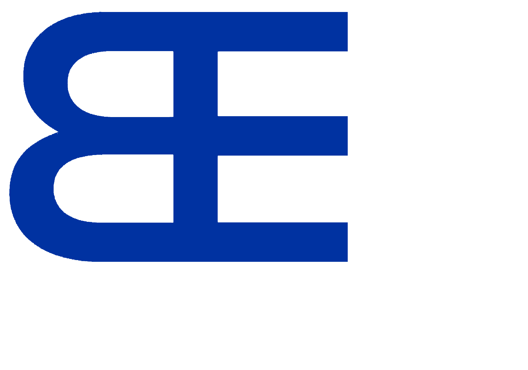 BE4 Design logo white-blue